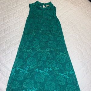 Emerald Green Knee length lace dress